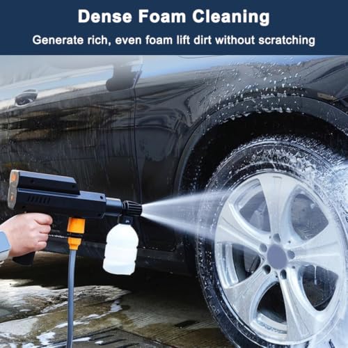 Image of STHIRA Car Washer High Pressure Gun 4000mAh 5in1 Washing Spray Foam Cannon | Cordless Rechargeable 4 Gear Pressure Washer for Car Bike Washing, Patios and Garden