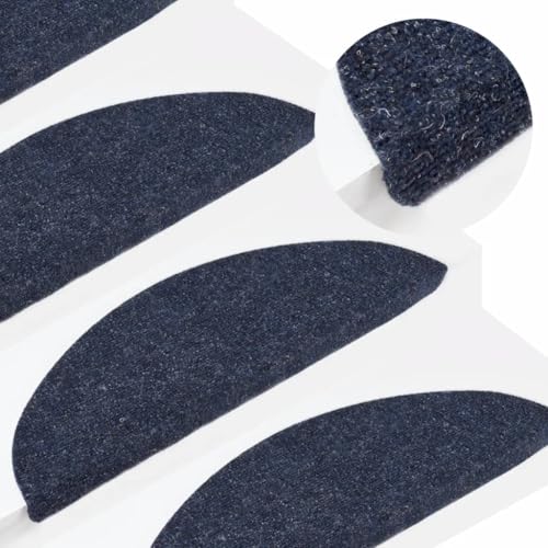 BOWEKAM Home & Garden-Stair Mats - Alfombrillas autoadhesivas para escaleras, 15 unidades, 56 x 17 x 3 cm, color azul