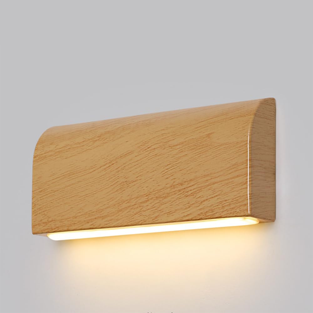 SXECAEPS Wall Lamps Sconces Light Indoor Led 5w 3000k Warm White Modern Wood Decorative Sconce Lamp for Living Room Bedroom Hallway Corridor Stairs Hall(B)