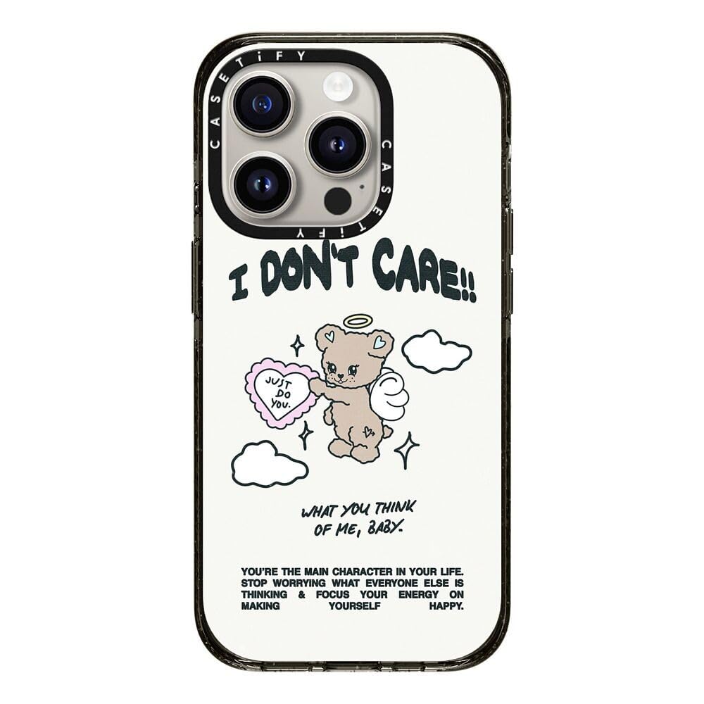 CASETiFY Impact iPhone 15 Pro Case [4X Military Grade Drop Tested / 8.2ft Drop Protection/Compatible with Magsafe] - Cute Print - Angel Bear - Clear