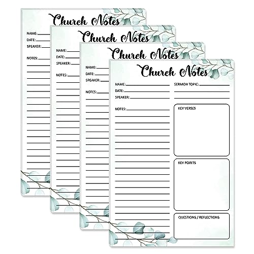 YHNTGB 4 Pcs Church Notes Notebook Prayer Request Journal Tear Away Sermon Record Supplies Colorful Religious Notepads 5.5 x 8.5 Inch Each with 25 Pages
