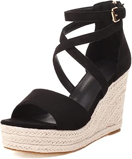 Sponsored Ad - Espadrille Platform Wedge Sandals for Women Cross Band Dressy High Heel Sandals Summer Beach Shoes