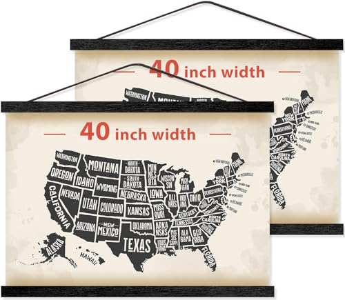 Magnetic Poster Hanger Frame for 40x60 40x50 40x27 Movie Music Posters Wall Art, Black Wood Picture Frames for Large Canvas Diamond Map Decor, Living Room Calendar Banner Tapestry Photo Hanging Stand