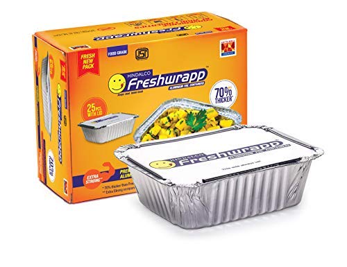 Freshwrapp Aluminium Containers - 250 ML - 25 Pieces - Pack of 1