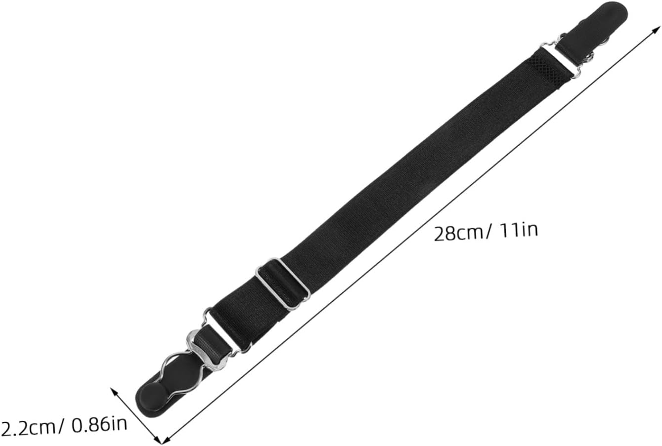 2 Pairs Adjustable Stockings Garters Buckles Y-style with Metal Clips, Classic Black Chinlon Material, Easy to Put and Take, Secure Socks Belt Support for Formal