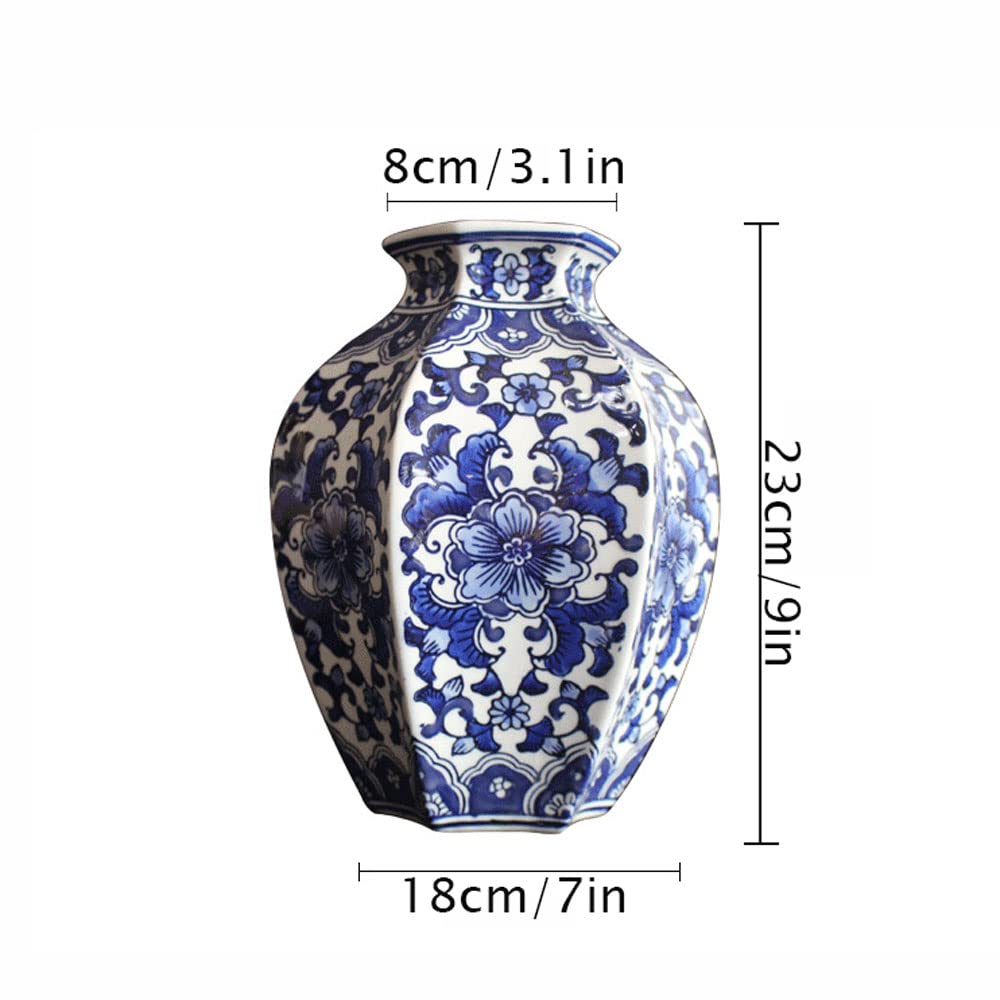 Jingdezhen Ceramika, styl chiński, niebiesko-biały wazon porcelanowy, ręcznie malowany, aranżacja kwiatowa chinoiserii, dekoracja retro