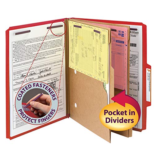 Smead-Pressboard-Classification-File-Folder-with-SafeSHIELD-Fasteners-2-Pocket-Dividers-2-Expansion-Letter-Size-Bright-Red-10-per-Box-14082