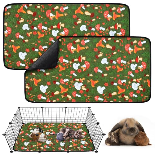 2 Pack Guinea Pig Cage Liner 60*120cm Large Washable Guinea Pig Bedding Reusable Absorbant Guinea Pig Pee Pads Waterproof Air Dried Non Slip Pet Mat for Small Animals Cat Chinchillas Hamster Rabbit