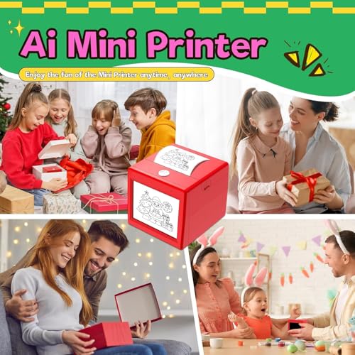 Image of TMY Smart AI Voice Sticker Printer, Kids Toys Spark Imagination Intellectual Development, Mini Thermal Label Printer with Display, Inkless Portable Sticker Maker, 4 Rolls Paper (1305) (TMY46)