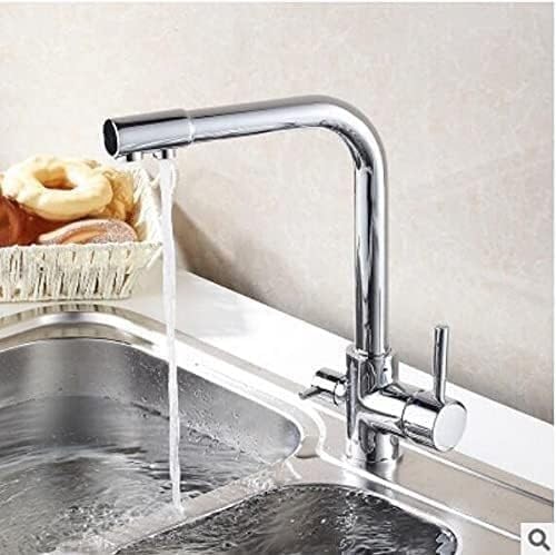Ornaments Kitchen Sink Faucet for Bar Farmhouse Commercial, Gold Water Filter Tap, Three Way Sink Mixer (Cromo A)