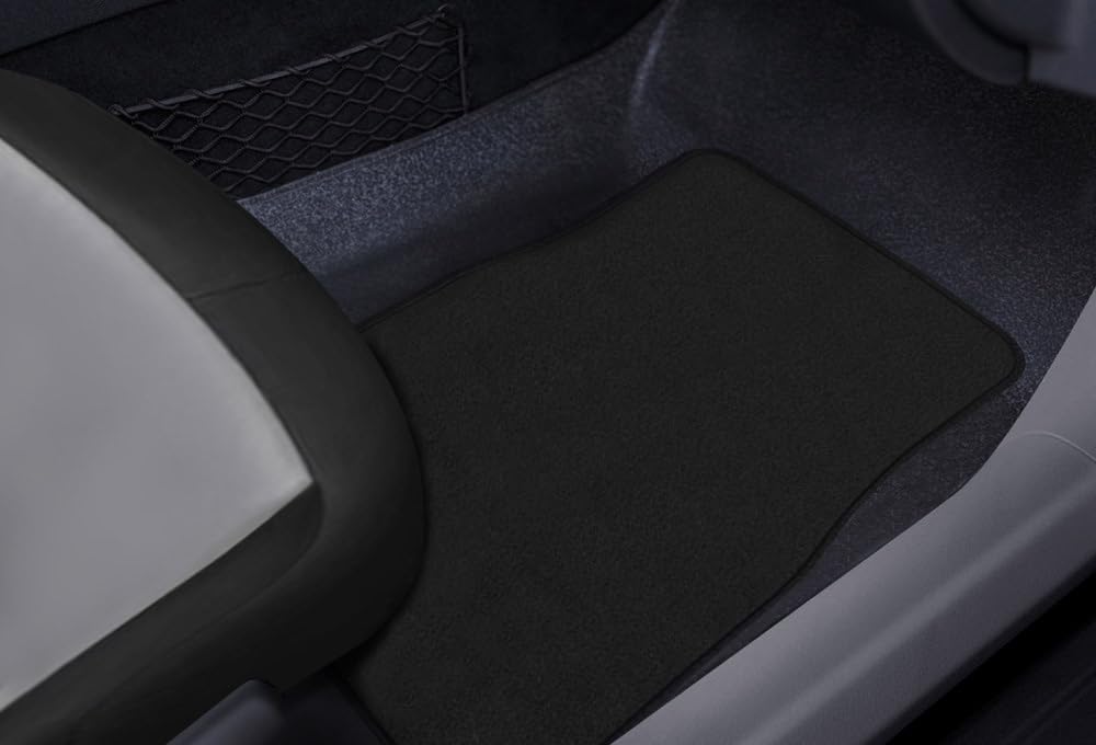 CarsCover Premium Vehicle Mats 4-Piece with Vinyl Heel Pad, Black Carpet Driver Passenger and Rear Floor Mats