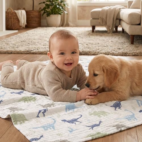 Image of GLLQUEN BABY Muslin Swaddle Blankets for Newborn Boys, Large 40''x38'' | 3Pk, 100% cotton, ultra soft and breathable, gentle on sensitive newborn skin, Multi-use as swaddle wrap, receiving blankets
