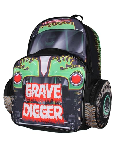 INTIMO Monster Jam Grave Digger Truck Shaped Dual Compartment Tote Backpack For Daily Use