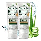 Miracle Hand Repair Cream for Dry Cracked Hands 4 oz Best Healing Hand Cream with 60% Aloe Vera - Non-Greasy Moisturizer for Working Hands - Fast Absorbing Lotion for Extremely Dry Skin (2-Pack)