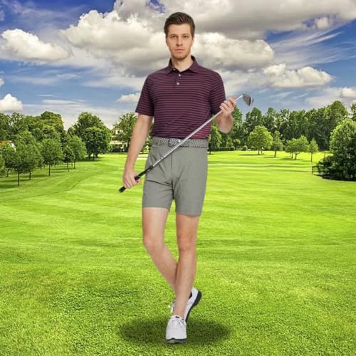 M MAELREG Camisas de golfe masculinas manga curta ajuste seco casual listrado desempenho absorção de