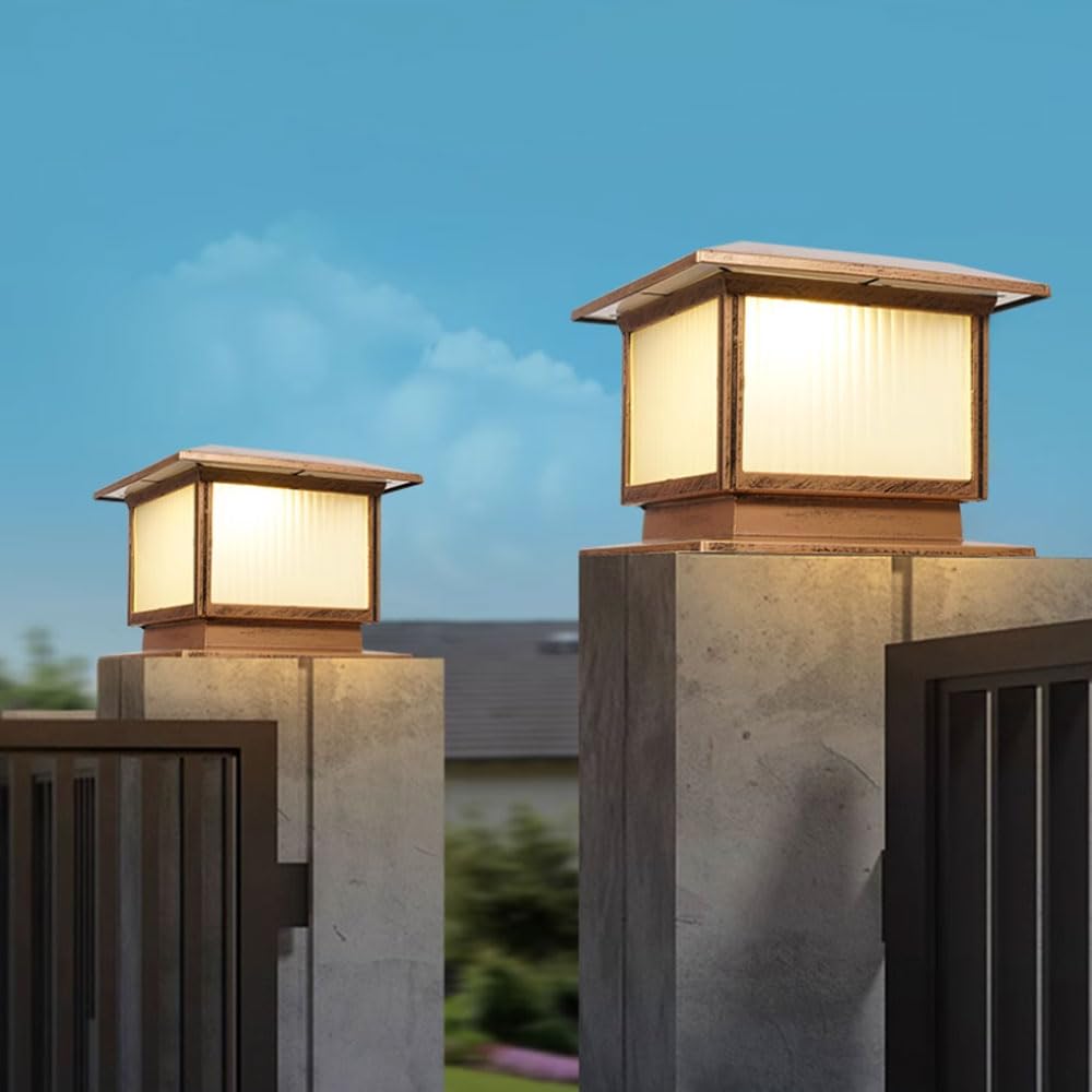 Lámparas Solares Para Postes, Grandes Luces Para Postes Exterior, Modernas Luces Para Columnas IP65 Impermeables Para Pedestal, Pilar, Lámpara Solar Para Columna Valla Terraza Iluminación Exterior
