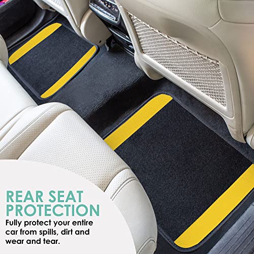 Image of FH Group Universal Fit Premium Carpet Automotive Floor Mats Fits Most Cars, SUVs, and Trucks with Driver Heel Pad, Full Set Yellow