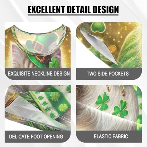 Cat St Patricks Gold Coins Pajama Set Short Sleeve Pajamas Shorts Sets Cotton Soft Loungewear Sleepwear 5Y4