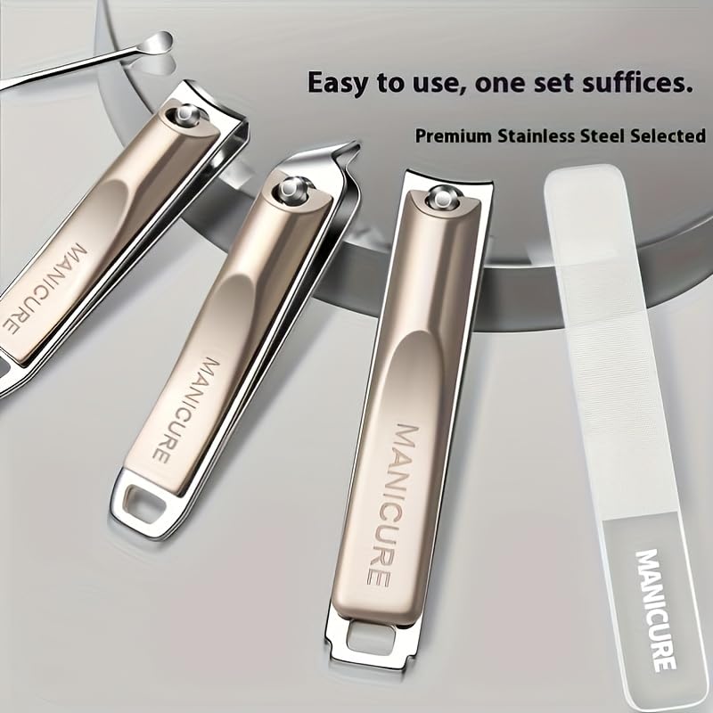 5Pcs Carbon Steel Nail Clippers Set Heavy Duty Sharp Tools for Thick Nails Manicure Pedicure Kit with Travel — view 2