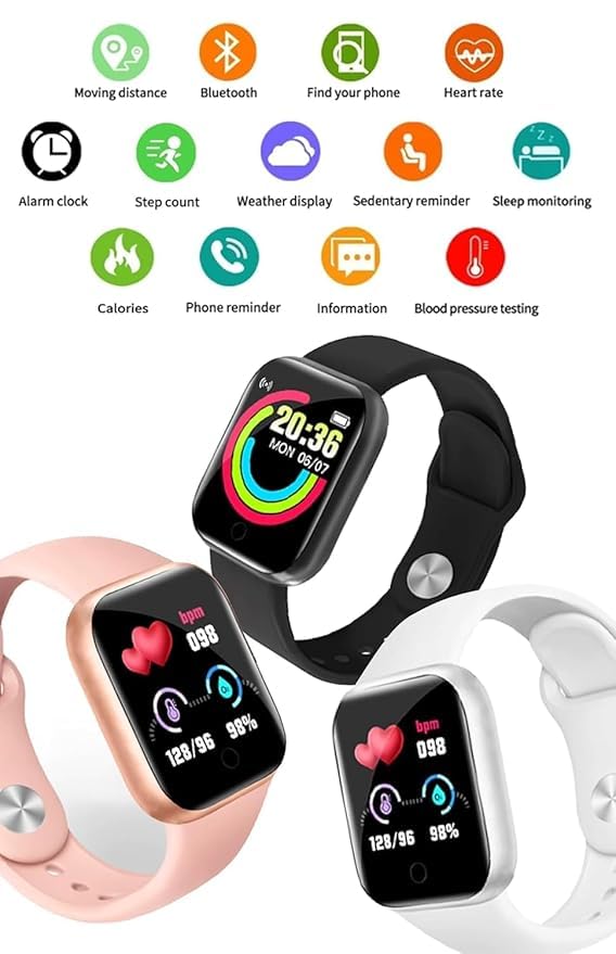 Image of Smart Watch for Men, Fitness Tracker with Heart Rate Monitor, White
