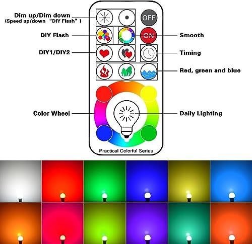 iLC B22 LED Colour Changing Light Bulb with Remote Control RGBW Bayonet - 120 Different Color Choices – RGB Daylight and White Dimmable Coloured – Timing Function - Image 5