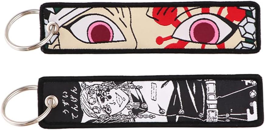 Mamarmot2 Pack Anime Key Fobs Embroidered Key Jet Tag Backpack Tag Tail Motorcycle Car Key Ring Holder Keychains Keyring