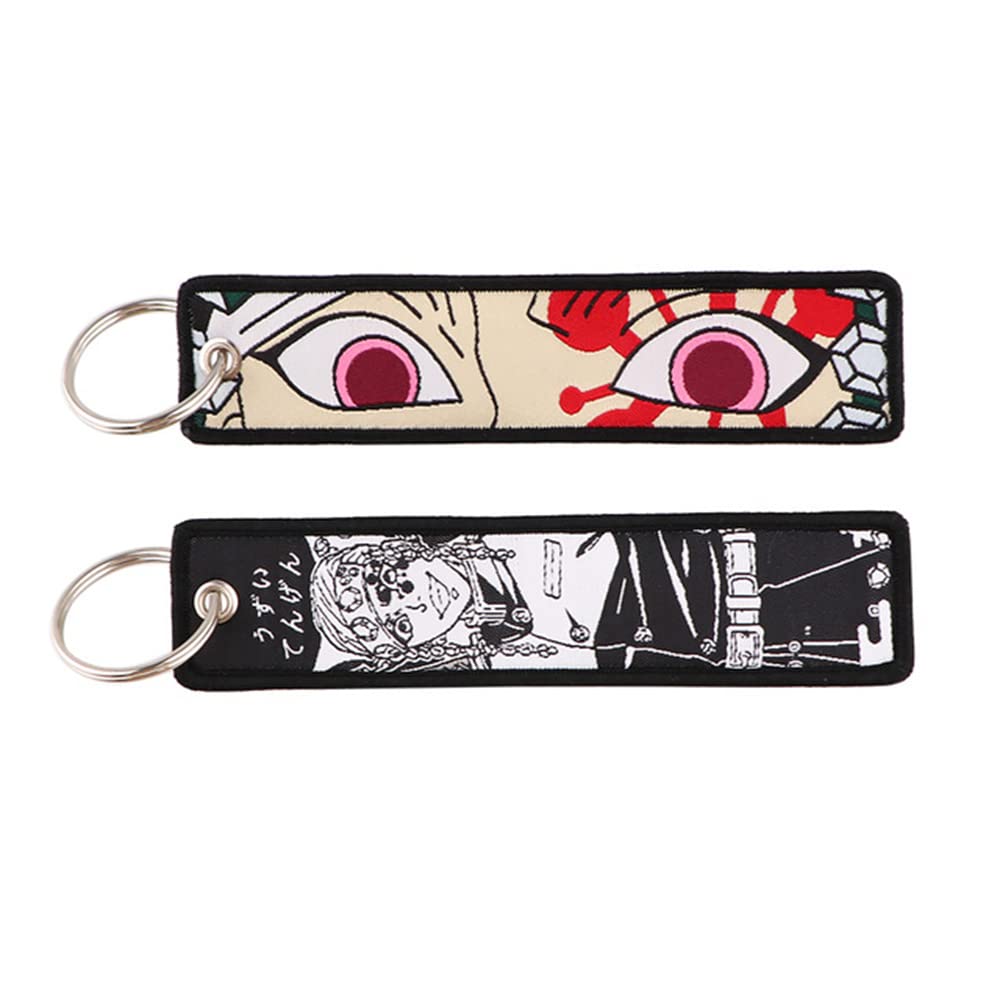 Mamarmot2 Pack Anime Key Fobs Embroidered Key Jet Tag Backpack Tag Tail Motorcycle Car Key Ring Holder Keychains Keyring