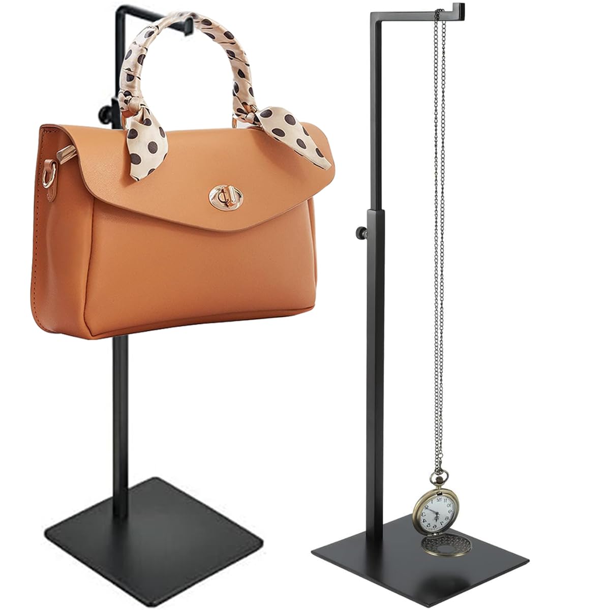 Verstellbarer Ständer für Handtaschen, 2 Stk-TaschenstäNder aus Edelstahl, Mehrzweck Handtaschen Aufbewahrung FüR Hut, Schmuck, Handtaschenhalter FüR Tisch - Einfache HöHenverstellung, Schwarz