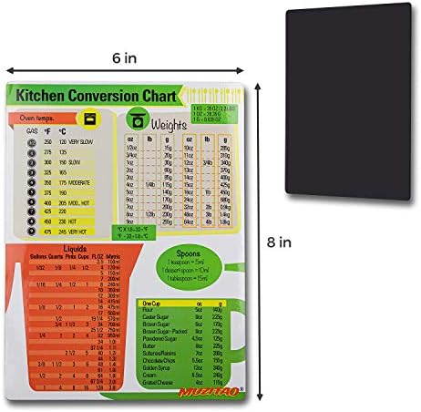 Metric Conversion Chart Fridge Magnet 6" x 8" Includes Weight Conversion Chart, Measurement Conversion Chart, Liquid Conversion Chart and Temperature Conversion Chart (Citrus Theme)