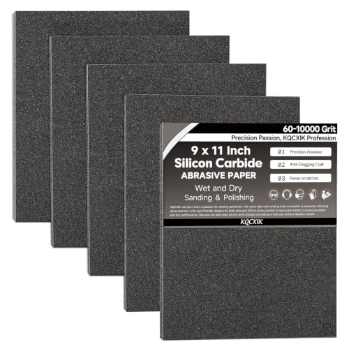 KQCXIK 12-Sheet Premium 60 Grit Wet Dry Sandpaper 9 x 11 Inch