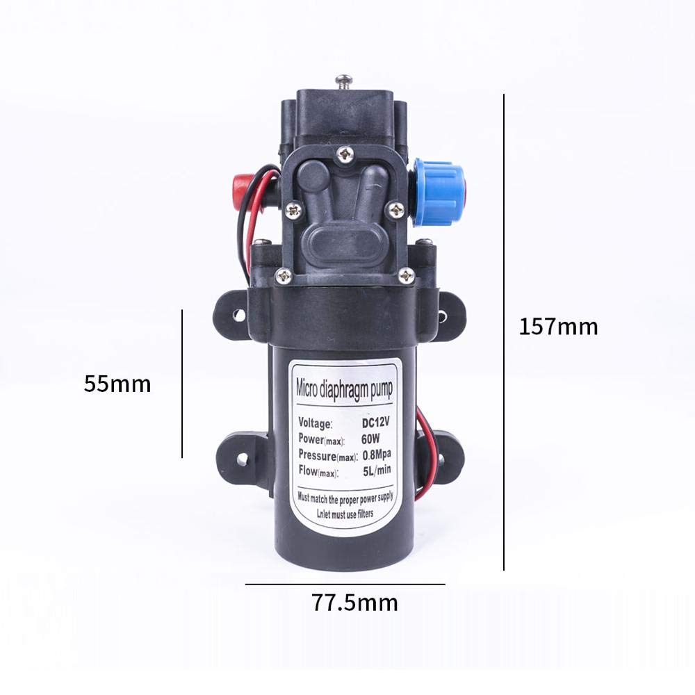 Pompy wodne, części i akcesoria DC 12 V 60 W 130 PSI 5 l / minimalna pompa membranowa wysokociśnieniowa wodna, samozasysająca pompa zwrotna do wózka ogrodowego