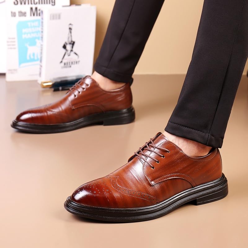 Men's Trendy Brogue Wingtip Dress Shoes Fashion Classic Carved Lace Up Low Heels Business Casual Oxford Comfort Orthopedic Shoes for Men2