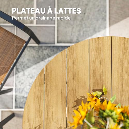 Table Jardin Ronde Ø118 Lattes Anti-Corrosion Outsunny