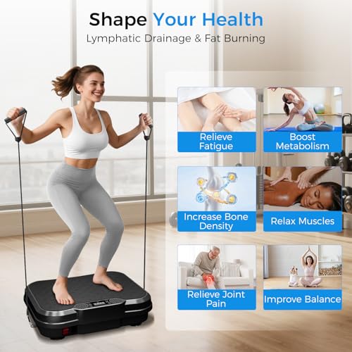 Image of AoraPulse Vibration Plate Exercise Machine, Vibration Plate for Lymphatic Drainage Weight Loss, 400 Lbs Capacity Full Body Workout Vibrate Fitness Platform for Home Women Men