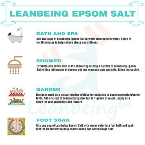 Leanbeing Pure Epsom Salt Crystals IP Grade | 500g (Liver cleansing, Bathing,Relaxation,Pain Relief, Therapeutic Spa Treatment) - Image 2