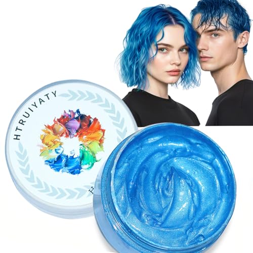 Cire Colorante Cheveux Teinture pour Cheveux Temporaire Naturelle Lavable Crème Coloration Capillaire Instantané pour Hommes Femmes Cosplay Halloween