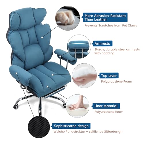 Sedia Gaming Ergonomica Sedia da Gaming Reclinabile Sedia Ufficio con Poggiapiedi Sedia Gamer Schienale Regolabile per Lavoro e Gioco Blu - Sedia gaming - Immagine 4