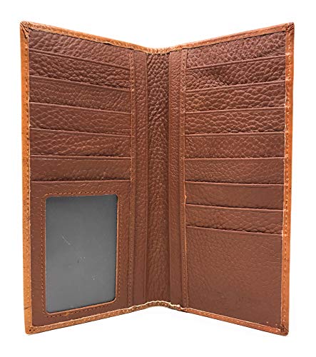 Western Genuine Leather Cowhide Cow fur Basketweave Horse Men's Long Bifold Wallet in 3 colors (Brown) (Brown)3