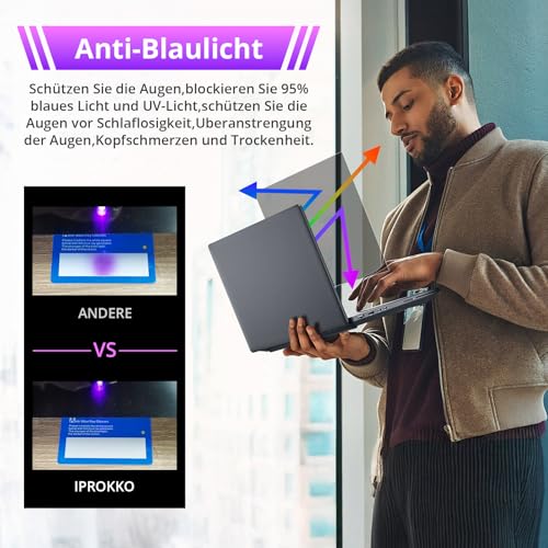 IPROKKO 360° Blickschutzfolie für 13.3 Zoll, 16:9 Seitenverhältnis Anti Blaulicht Blendschutz Blickschutzfolie Displayschutz Blickschutzfilter für 13.3 Hp/Dell/Acer/Lenovo/ThinkPad/Asus