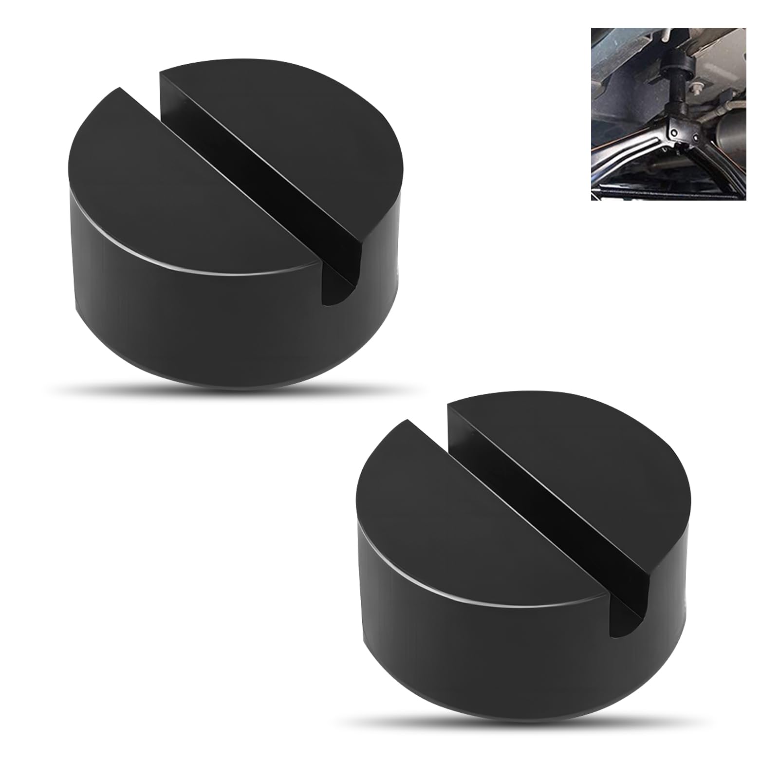 2 PCS Car Jack Rubber Pads, 1.3" x 2.8" Wear-resistant Anti-stretch Heavy Duty Rubber Floor Jack Chassis Protector, Multi-function Portable Repair Accessories, for Most Car Models (Black)