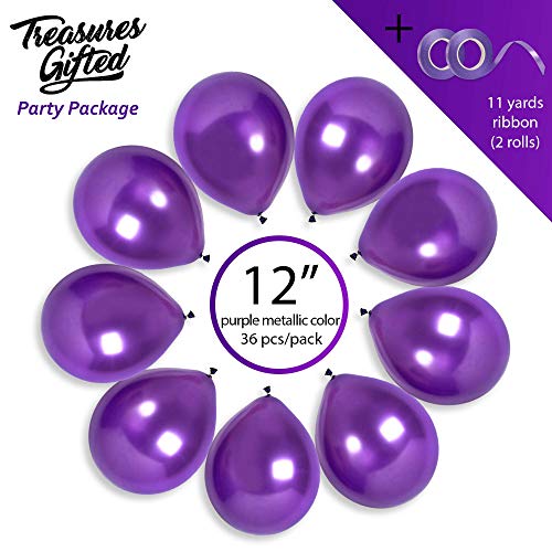 Treasures Gifted Metallic Purple Balloons - Dark Purple Balloons - Purple Latex Balloons 12 Inch - Purple Metallic Balloons - Lilac Balloons - Metallic Purple Balloons 36 Pack #TOP1