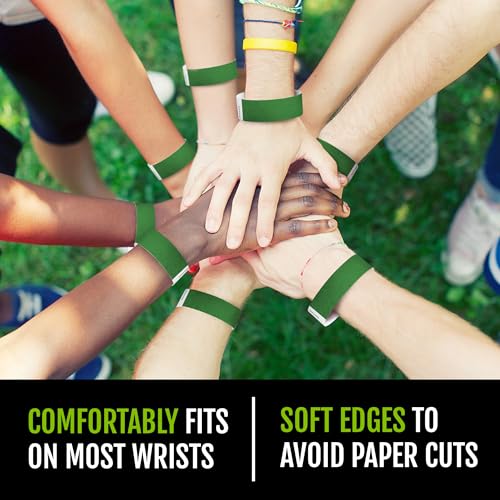 Image of 500 WristCo Kelly Green Tyvek Wristbands for Events - Comfortable Tear Resistant Paper Bracelets ID Wrist Bands for Concerts Festivals Admission Party Identification