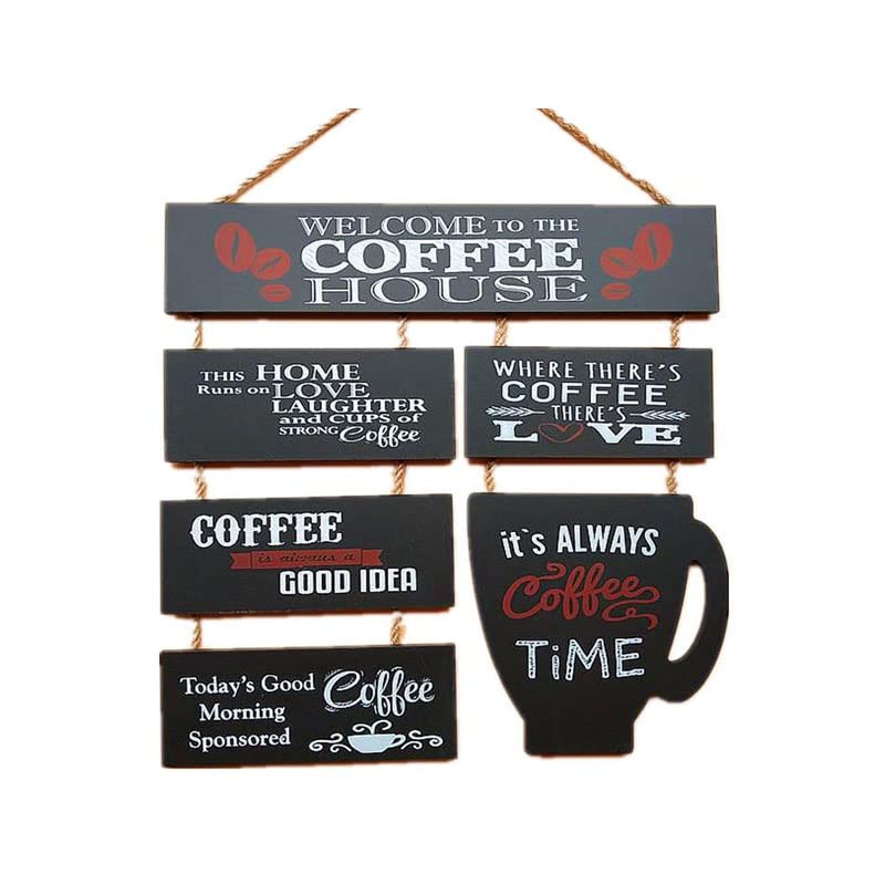Welcome Coffee House Wooden Sign Board Black 34x37cm