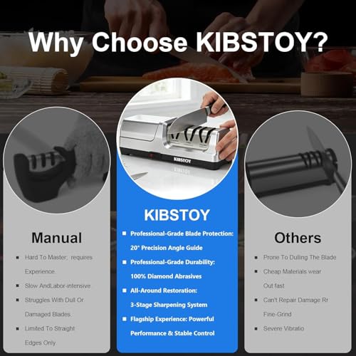 KIBSTOY 3-Stage Electric Knife Sharpener with Diamond Abrasive — view 5