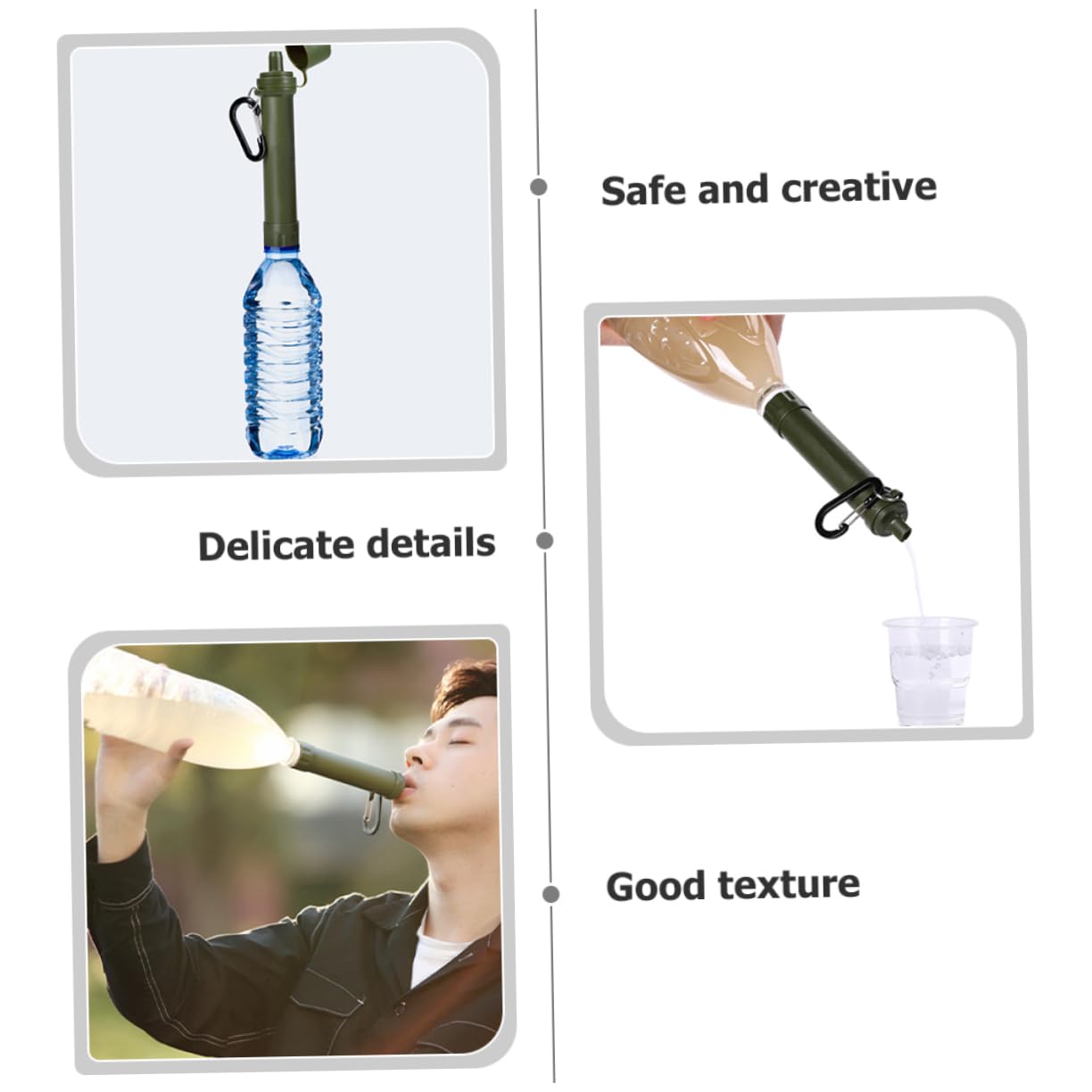 YARNOW 3pezzi Purificatore Portatile Per Esterne Cannuccia Filtrante Per Trekking e Emergenze Filtrazione Impurità e Sedimenti Strumento Sopravvivenza
