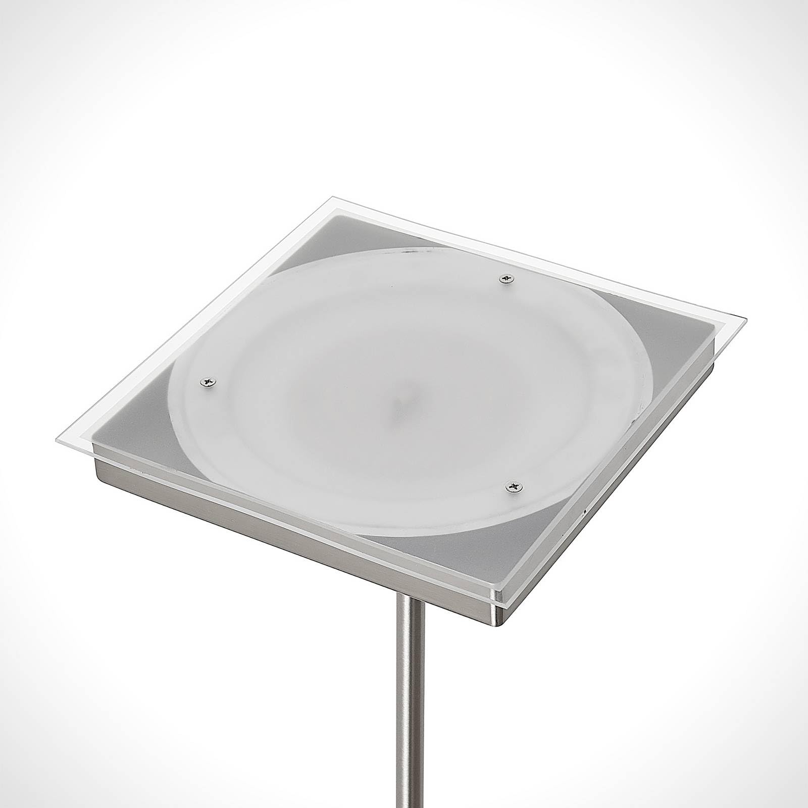 Lindby LED Stehlampe, Deckenfluter dimmbar verstellbarer Lesearm Standleuchte Metall Glas Standlampe Wohnzimmerlampe Leselampe
