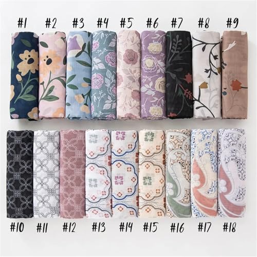 Square Flower Print Hijab Soft Headscarf Premium Cotton Voile Soft Handkerchief Scarf3