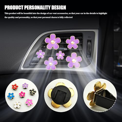 Image of 8PCS Daisy Flower Air Vent Clip Accessories, Air Conditioning Outlet Clip, Car Air Freshener Dashboard Accessories Charm, Auto Decorations Interior Universal Car Fresheners for Women