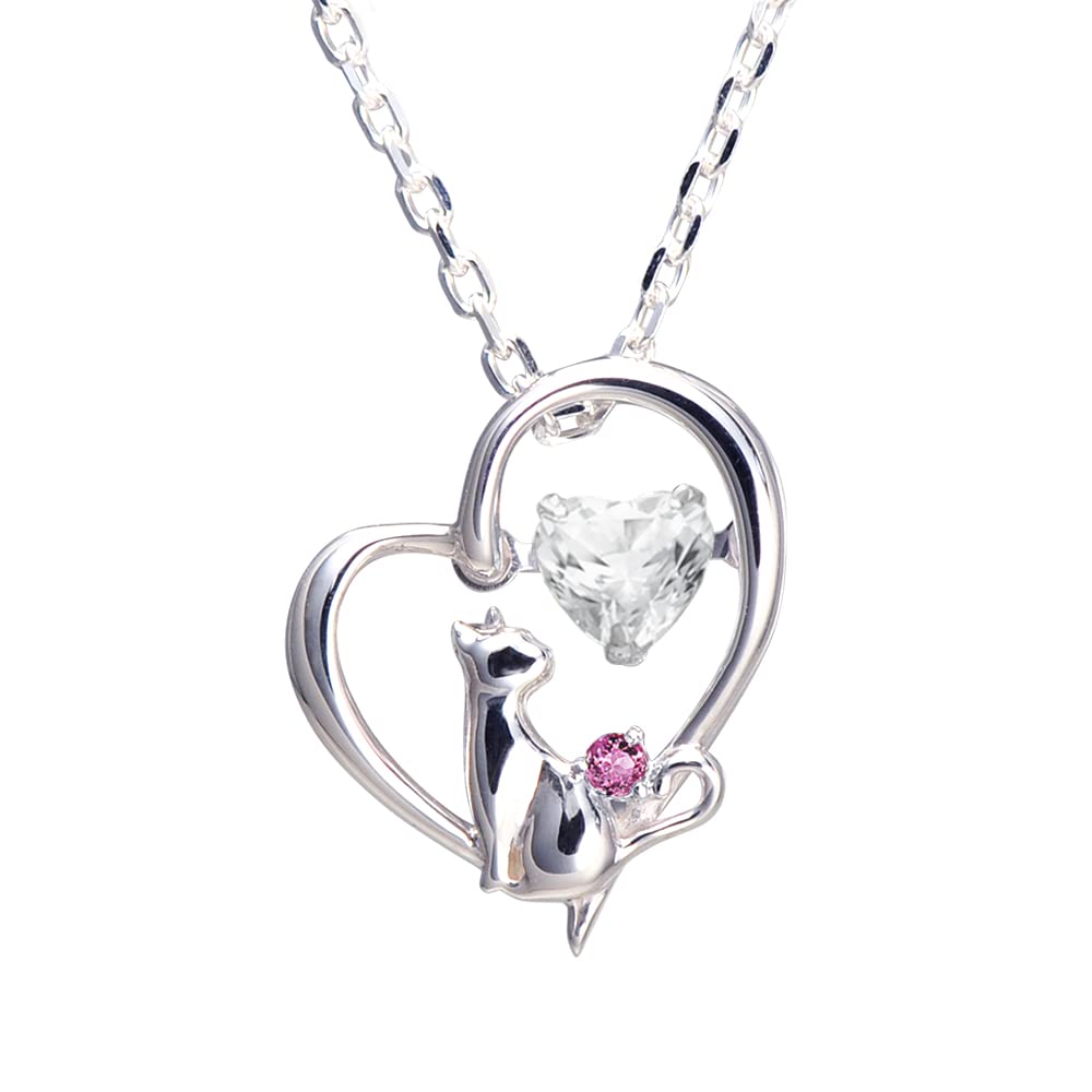 Amazon | [未来天使] ネックレス レディース ハート 猫 ダンシング