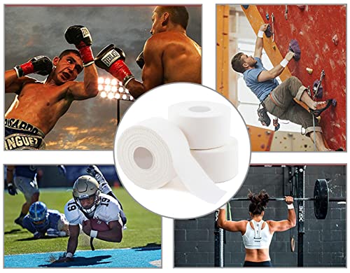 3-Pack 1.5" White Athletic Sports Tape For Athlete & Sport Knees Shoulder Fingers Ankles Feet Pain Injuries Wrap | Very Strong Tape For Climbing Sports Trainers Boxing Gymnastics (33 Ft Per Roll) #TOP2
